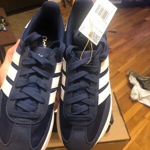 Adidas Men's Navy and White Sneakers